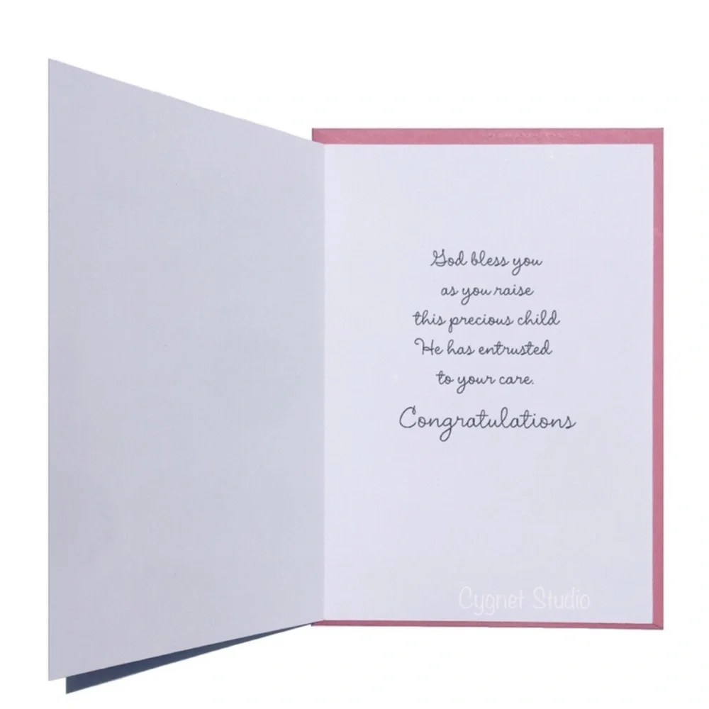 Floral Swan Congratulations Baby Shower Girl Shower Greeting Card (J3645)